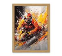 Artery8 Motocross Driver Splatter Paint Close Up Painting Artwork Framed Wall Art Print 18X24 Inch