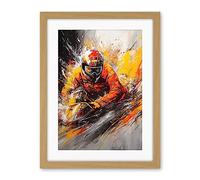 Artery8 Motocross Driver Splatter Paint Close Up Painting Artwork Framed Wall Art Print 18X24 Inch