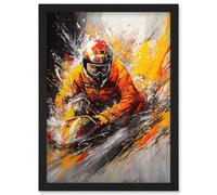 Artery8 Motocross Driver Splatter Paint Close Up Painting Wall Art Print - A4 Size
