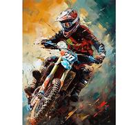 Artery8 Motocross Race Driver Sport Action Shot Painting Large Wall Art Poster Print Thick Paper 18X24 Inch