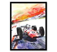 Artery8 Motor Speedway Race Retro Sport Car Watercolour Man Cave Artwork Framed Wall Art Print A4
