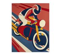 Motorcycle Racing Red Blue Yellow Biker Sport Wall Art Print Artery8 Red W24 inch x H32 inch