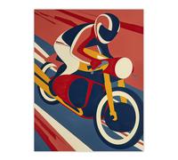 Artery8 Motorcycle Racing Red Blue Yellow Biker Sport Wall Art Print | Size: W12" x H16" Artery8 Red W12" x H16"
