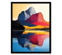 Artery8 Mount Assiniboine Abstract Mountain Lake Landscape Living Room Artwork Framed Wall Art Print A4