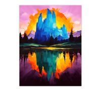 Artery8 Mount Fitz Roy Sunset Colourful Abstract Landscape Wall Art Print in Purple | Size: W12" x H16" Artery8 Purple W12" x H16"