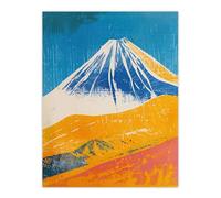 Artery8 Mount Fuji Japan Orange Blue Volcano Living Room Large Wall Art Poster Print Thick Paper 18X24 Inch