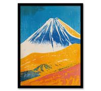 Artery8 Mount Fuji Japan Orange Blue Volcano Wall Art Print - A4 Size