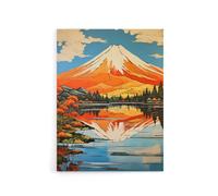 Artery8 Mount Fuji Lake Reflection Canvas Wall Art Print | Size: W12" x H16" Artery8 Multicolor W12" x H16"