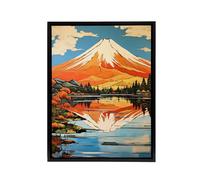 Artery8 Mount Fuji Lake Reflection Framed Canvas Wall Art Print | Size: W18" x H24" Artery8 Multicolor W18" x H24"