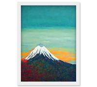 Doppelganger33 LTD Mount Fuji Volcano Peak At Sunrise Artwork Framed Wall Art Print A4