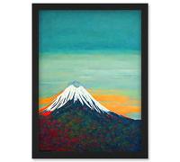 Doppelganger33 LTD Mount Fuji Volcano Peak At Sunrise Artwork Framed Wall Art Print A4