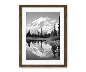 Artery8 Mount McKinley Reflecting on Wonder Lake Tranquil Water Black and White Photograph Scenic Mountain Valley Landscape Artwork Framed Wall Art Print 18X24 Inch