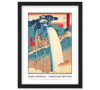 Artery8 Mount Nikko, Urami Waterfall Shimotsuke Province Utagawa Hiroshige Japan Woodblock Classic Collection Artwork Framed Wall Art Print A4 Artery8 Black