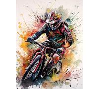 Artery8 Mountain Biker Action Shot Paint Splat Portrait Extra Large XL Wall Art Poster Print