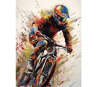 Artery8 Mountain Biker Portrait Splat Paint Action Shot Large Wall Art Poster Print Thick Paper 18X24 Inch