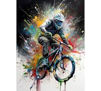 Artery8 Mountain Biking Extreme Sport Paint Splat Portrait Extra Large XL Wall Art Poster Print