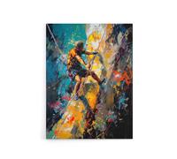 Artery8 Mountain Cliff Rock Climber Colourful Canvas Wall Art Print | Size: W18" x H24" Artery8 Multicolor W18" x H24"