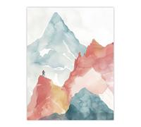 Artery8 Mountain Climber Hiking Landscape Watercolour Living Room Large Wall Art Poster Print Thick Paper 18X24 Inch