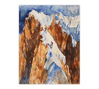 Mountain Climbing Sport Summit Snow Climbers Wall Art Print Artery8 Brown W24 inch x H32 inch