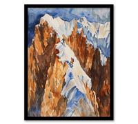 Artery8 Mountain Climbing Sport Summit Snow Climbers Living Room Artwork Framed Wall Art Print A4