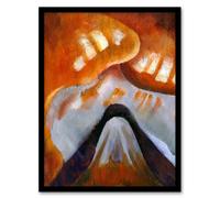 Artery8 Mountain And Sky Abstract Landscape Dove Framed Wall Art Print A4