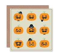 Artery8 Moustache Gentleman Pumpkin Pattern Fun Halloween Card Artery8 Multicolor