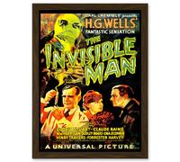 Artery8 Movie Film Invisible Man HG Wells Classic Horror Artwork Framed Wall Art Print A4 in Brown Artery8 Brown