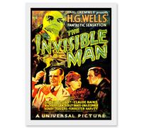 Movie Film Invisible Man HG Wells Classic Horror Artwork Framed Wall Art Print A4 Artery8 White One Size