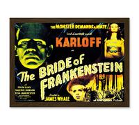 Artery8 Movie Film Sequel Bride Frankenstein Karloff Whale Horror Artwork Framed Wall Art Print A4 in Brown Artery8 Brown