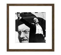 Artery8 Movie Still Citizen Kane Orson Welles 8X8 Inch Square Wooden Framed Wall Art Print Picture with Mount in Brown Artery8 Brown