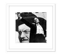 Artery8 Movie Still Citizen Kane Orson Welles 8X8 Inch Square Wooden Framed Wall Art Print Picture with Mount in White Artery8 White