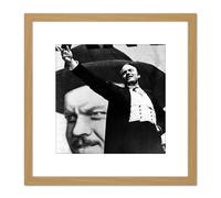Artery8 Movie Still Citizen Kane Orson Welles 8X8 Inch Square Wooden Framed Wall Art Print Picture with Mount in Light Oak Artery8 Light Oak