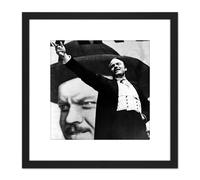 Artery8 Movie Still Citizen Kane Orson Welles 8X8 Inch Square Wooden Framed Wall Art Print Picture with Mount in Black Artery8 Black