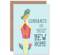 Artery8 Moving New Home Bird Box Greetings Card in Blue Artery8 Blue
