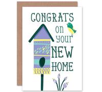 Artery8 Moving New Home Bird House Greetings Card in Blue Artery8 Blue