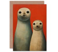 Artery8 Mr and Mrs Seal Couple for Him or Her Man Woman Birthday Thank You Congratulations Both Blank Art Greeting Card