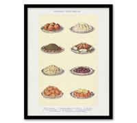 Artery8 Mrs Beeton Household Management Vegetable Side Dishes Framed Art Print in White | Size: A4 Artery8 White A4