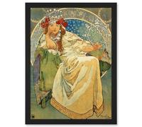 Mucha Princess Hyacinth 1911 Ballet Prague Artwork Framed Wall Art Print A4 Artery8 Black One Size