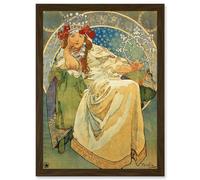 Mucha Princess Hyacinth 1911 Ballet Prague Artwork Framed Wall Art Print A4 Artery8 Brown One Size