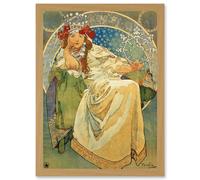 Mucha Princess Hyacinth 1911 Ballet Prague Artwork Framed Wall Art Print A4 Artery8 Light Oak One Size