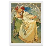 Mucha Princess Hyacinth 1911 Ballet Prague Artwork Framed Wall Art Print A4 Artery8 White One Size