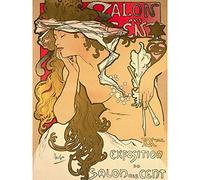 Artery8 Mucha Salon des Cent Art Nouveau Premium Wall Art Canvas Print 18X24 Inch