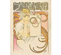 Artery8 Mucha Salon Des Cent Nouveau Advert Art Print Canvas Premium Wall Decor Poster Mural