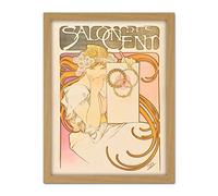 Artery8 Mucha Salon Des Cent Nouveau Advert Artwork Framed Wall Art Print 18X24 Inch