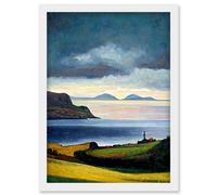 Artery8 Mull Of Kintyre Scotland Artwork Framed Wall Art Print A4 in White Artery8 White