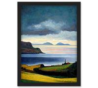 Artery8 Mull Of Kintyre Scotland Artwork Framed Wall Art Print A4 in Black Artery8 Black