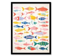 Artery8 Multicoloured Fish Screen Print By Sofia Francis Kitchen Food Risograph Artwork Framed Wall Art Print A4