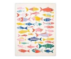 Artery8 Multicoloured Fish Screen Print By Sofia Francis Kitchen Food Risograph Extra Large XL Wall Art Poster Print