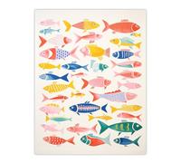 Artery8 Multicoloured Fish Screen Print By Sofia Francis Kitchen Food Risograph Large Wall Art Poster Print Thick Paper 18X24 Inch