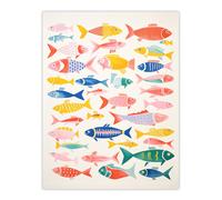 Artery8 Multicoloured Fish Screen Print By Sofia Francis Kitchen Food Risograph Unframed Wall Art Print Poster Home Decor Premium | Size: W18" x H24" Artery8 Multicolor W18" x H24"